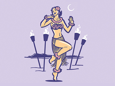 Hawaiian Girl classic dance girl hawaii illustration logo pinup retro vintage