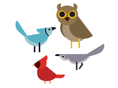 More birds in my yard birds blue jay cardinal illustration mockingbird screech owl vector