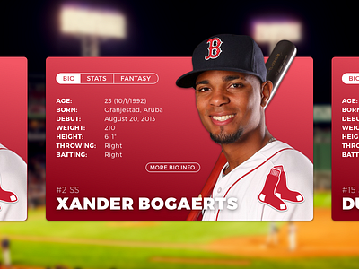 Daily UI #045 - Info Card 045 baseball bogaerts boston challenge daily dailyui info card player red sox sketch sketchapp