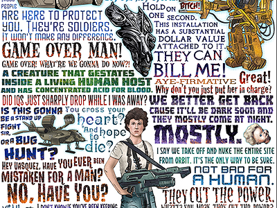 Aliens Tribute Print alien aliens art chet phillips horror illustration movie ripley science fiction xenomorph