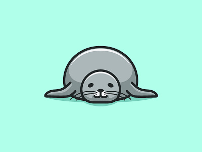 Fat Sea Lion animal character app apps application aquatic mammal seal brand branding identity child children cute fun funny flat cartoon comic geometry geometric illustration illustrative logo mark symbol icon mascot sea lion