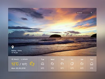Weather Card app calendar daily flat icons interface layout search transparent tourism travel ui weather widget