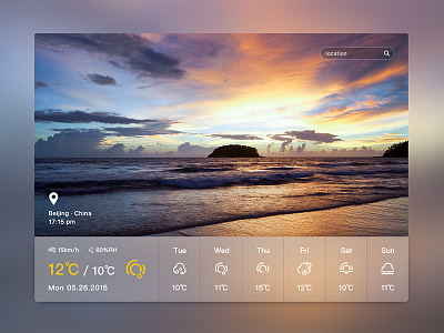 Weather Card app calendar daily flat icons interface layout search transparent tourism travel ui weather widget