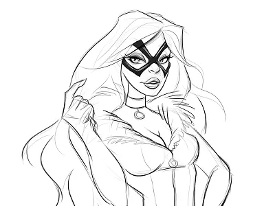 Black Cat black cat drawing female sketch spiderman villain