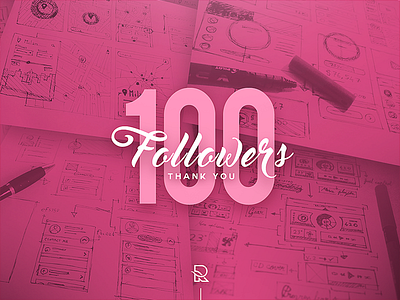 Thank You ! - 100 Dribbble Followers 100 100 followers dribbble followers paper pen pilot sketch sketches thanks ui ux