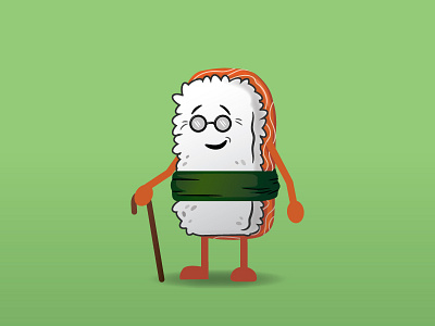 Mr. Meshi asian character character design cute illustration japanese old man sushi sushi character