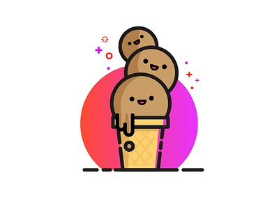 Chocolate Ice Scream Cone blue cartoon character chocolate cone flavor food ice cream illustration mbe melt summer