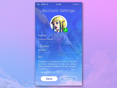 Daily UI #007 / Settings 007 daily ui nintendo pink princess purple settings ui user user settings video games zelda