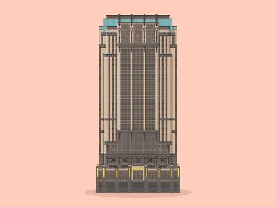 44/50: Parkview Square architecture art deco buildings flat design gotham illustration parkview singapore square