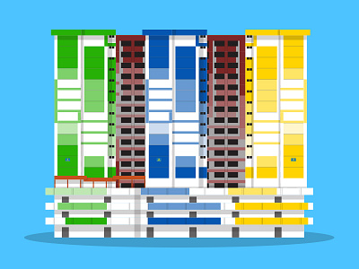 42/50: Rochor Centre architecture buildings flat design illustration rochor singapore