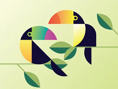 Two Cans geometric rainforest summer toucan tropical vector