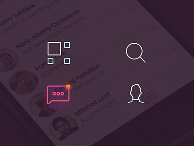 Navigation Icons bicolor feed gradient home iconography icons messages outlines profile search ui ux