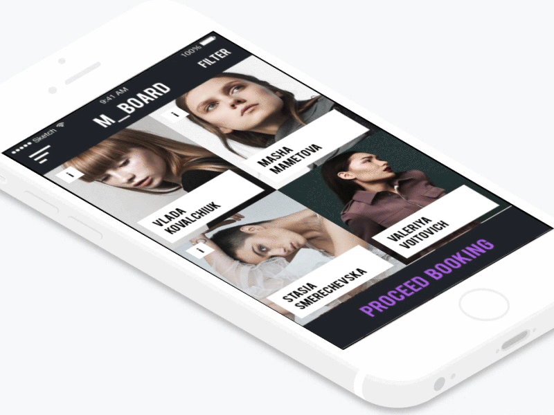 M_board app concept animation app book concept fashion interraction ios mobile model