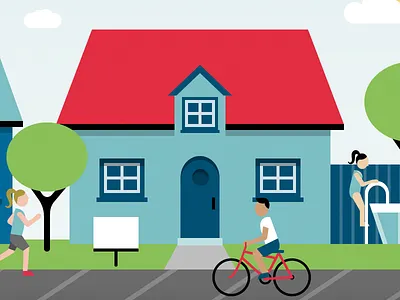 Real Estate Illustration - Summer flat for sale geometric house illustration property real estate vector illustration website illustration