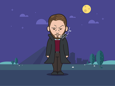 Self Avatar avatar character flat illustration night