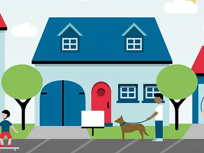 Real Estate Illustration building flat geometric happy houses illusration property real estate vector illustration website illustration