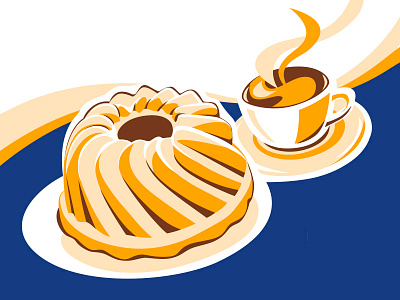 Cake and coffee blue break cake coffee illustration snack sugar sweet tea vector