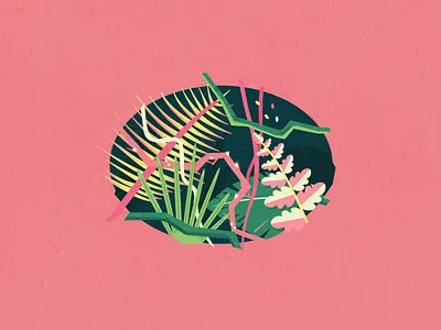 Jungle hot illustration illustrator jungle leaves palm pink tropical vector vines