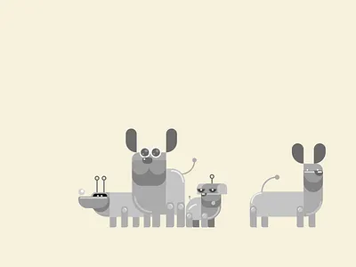 Stray Robot Dogs ai animal dog dogs flat future illustration machine pets robot simple