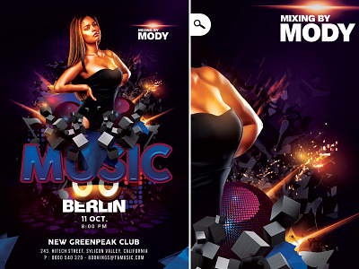 Ultra Modern Techno Music Party In Club artist beat club dj drink electro eve evening event flyer futuristic house mixing modern music night party sound techno technology