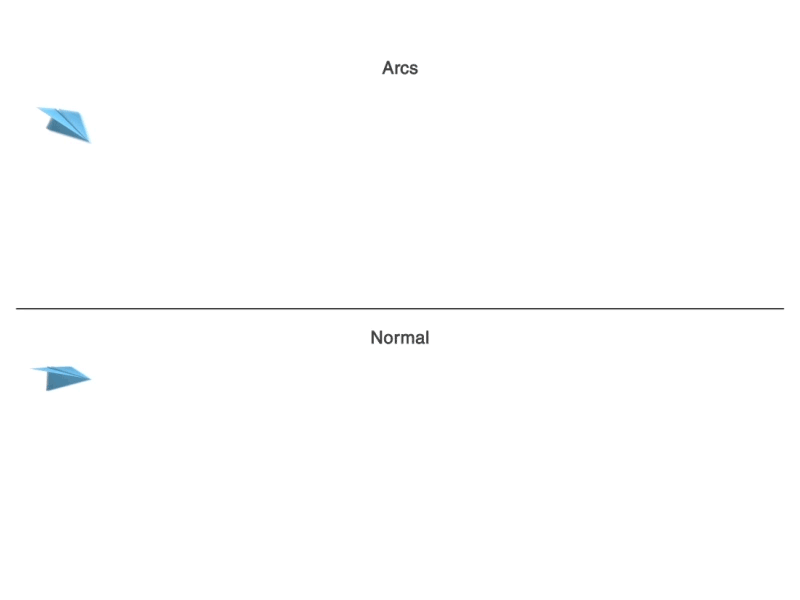 12 principles of Animation - Arcs blue comparison curves fly motion design plane