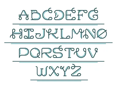 Thread Font abc abstract font lettering line symbols thread