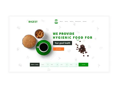 Digest Home Header with Hero slider clean digest hero slider home minimal. ui order now restaurant ux