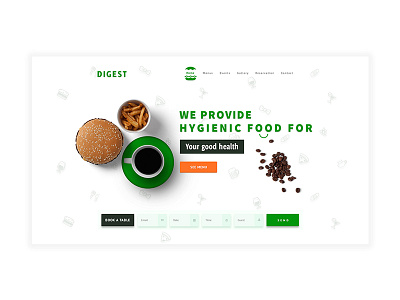 Digest Home Header with Hero slider clean digest hero slider home minimal. ui order now restaurant ux