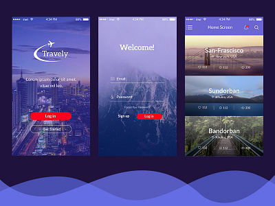 Travel App blue flat tarvel apps travel travel ui ui ux