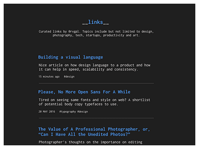 Links blog links minimal mono single column