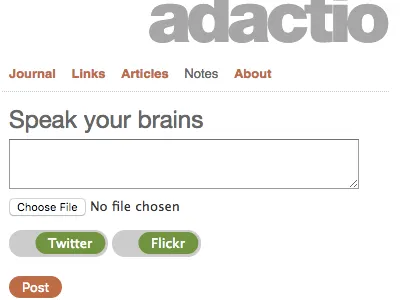 Notes posting interface adactio buttons form notes