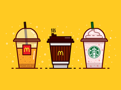 Drinks Combination coffee drinks icon iconography illustration line mcdonald orange outline starbucks strawberry vicky