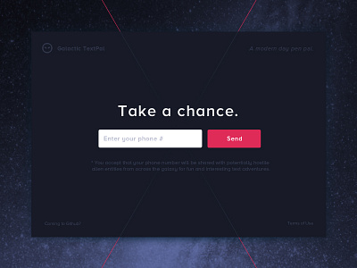 Galactic TextPal app brand interface layout ui card web design