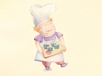 Sushi chef art chief coloredpencil colors cook drawing drawingeveryday illustration mariashishcova moleskine sketchbook sushi