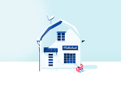 Minimalistic House art direction building clean duotone fishing flat house illustration snow swiss vector winter