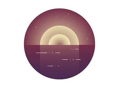 Two Suns in the Sunset illustration night sea stars sunset vector