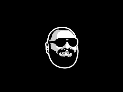 Maxim Fadeev logo. WIP black bw head identity logo mark producer show singer white