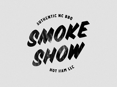 Smoke Show badge bbq black branding charcoal hot identity logo north carolina white