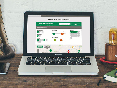 Map Filters on Hike Finder Page | Laptop get outside google maps hike finder map filters mobile responsive nature website nonprofit outdoor experience