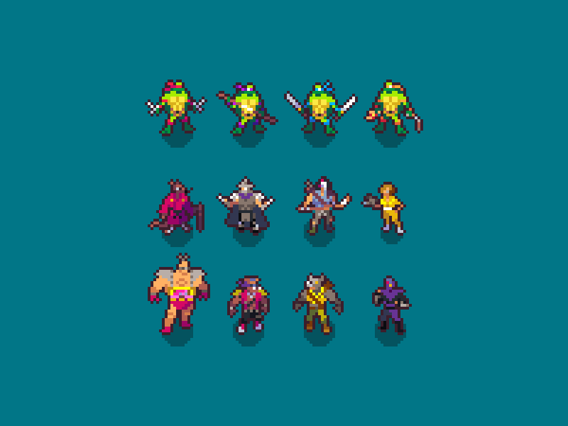 Turtle Power! pixel art teenage mutant ninja turtles