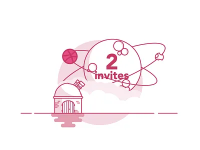 I have 2 invitations color drafts dribbbleinvitations flat green icon illustration invitations invites red shadows