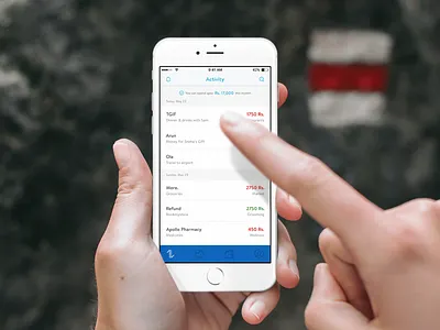 Transaction activity bank blue iphone money ui ux