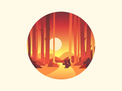 Scenery icon animals color light mountains sun