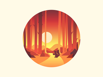 Scenery icon animals color light mountains sun