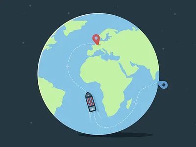 Global shipping earth global globe illustration ship shipment