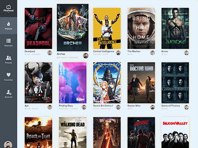 FlixFeed Animated app flixfeed interactive motion movies popular principle prototype ui ux webapp webdesign