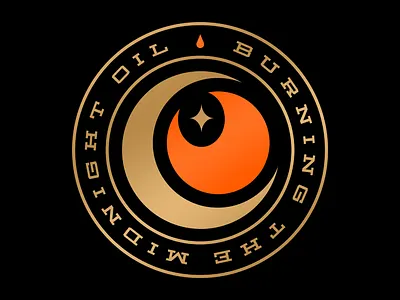 Burning the Midnight Oil branding flame icon logo midnight moon patch pin star symbol