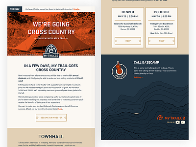 My Trail Email Template active adventure apparel camp gear hike mountain outdoors summit tent trail woods