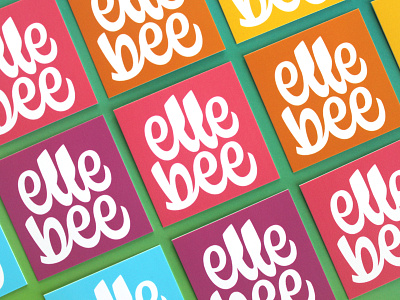 elle bee pt.VI branding business cards icon illustration lettering logo moo rainbow script script lettering square