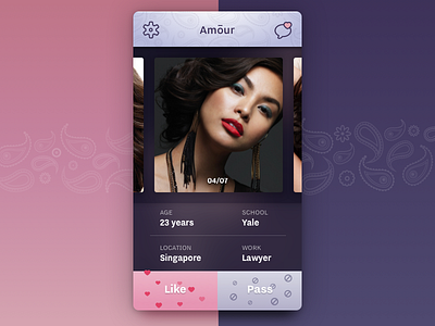 Amour dating like pass ui design